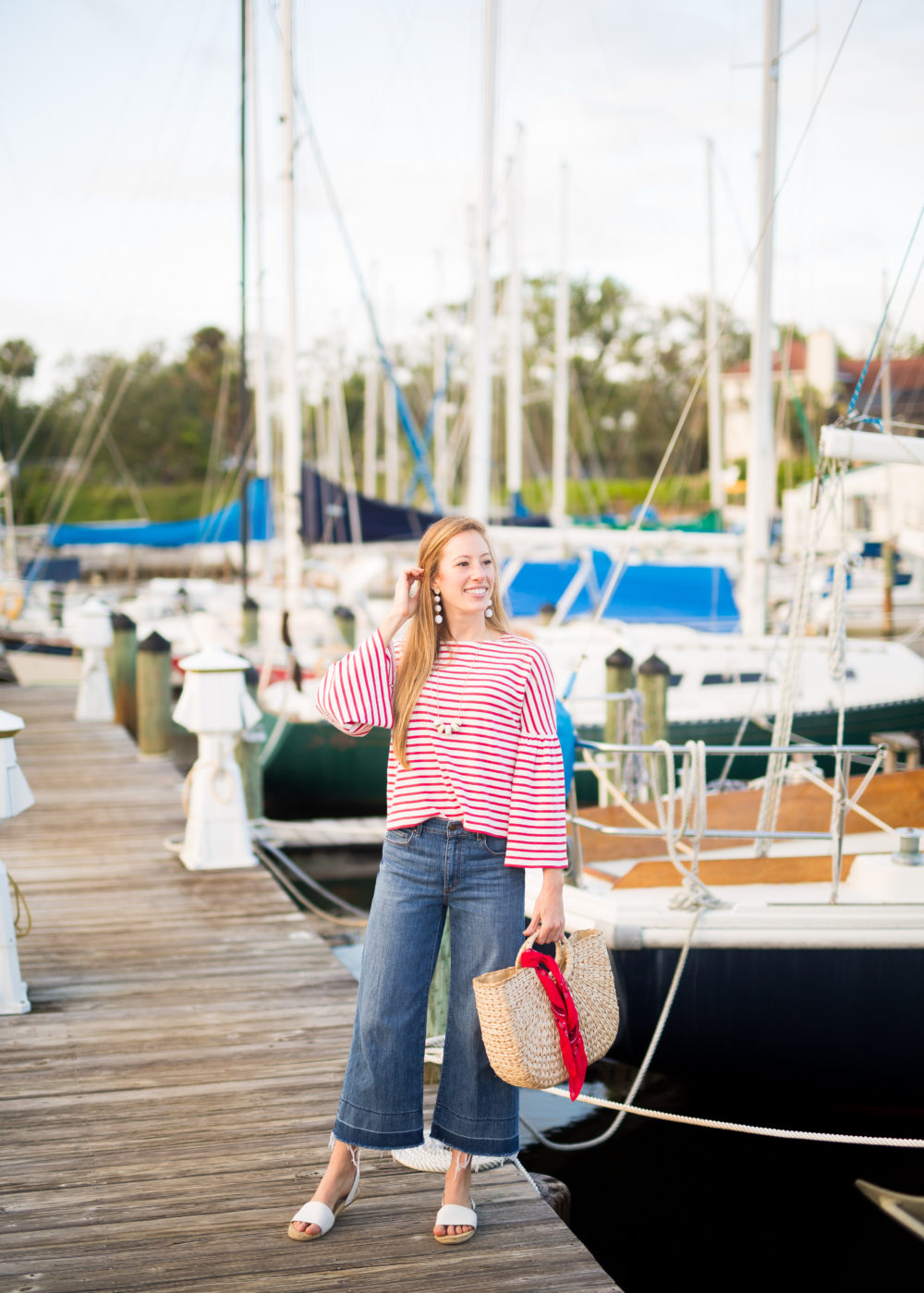 A Classic Striped Look for Fall, Wearing Wide Leg Pants + Striped Top | Sunshine Style