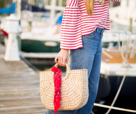 straw bag and scarfs