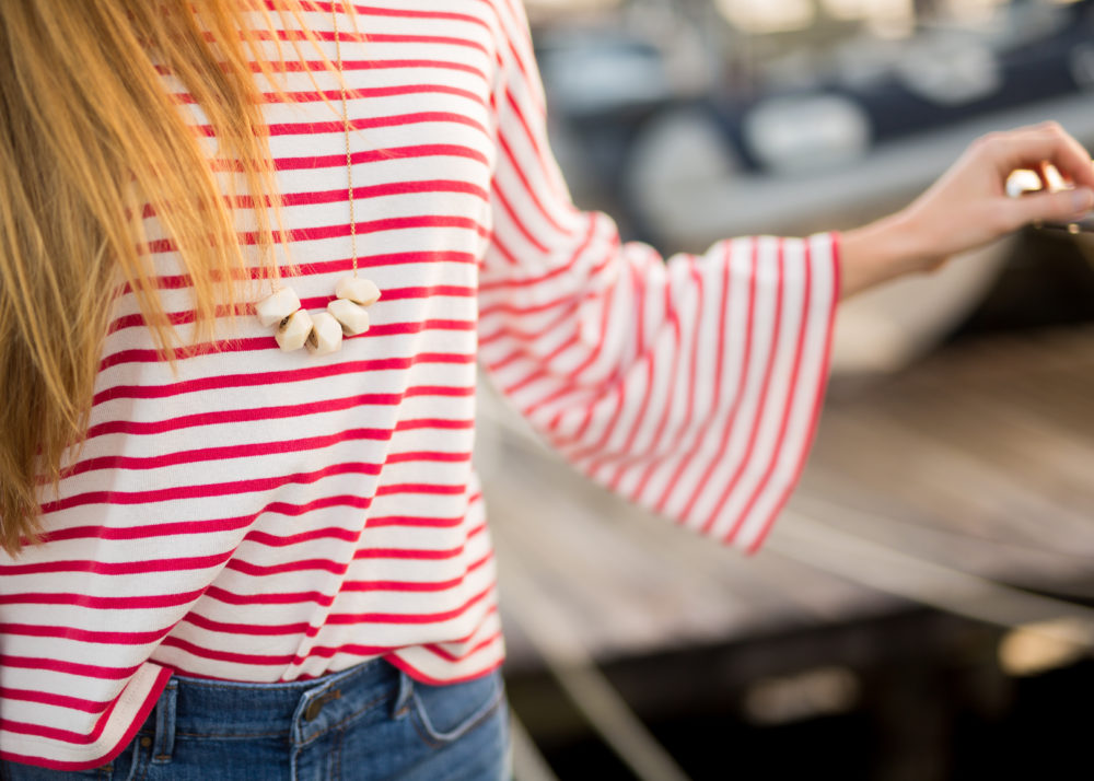 A Classic Striped Look for Fall, Natalie Borton Necklace + Striped Top | Sunshine Style