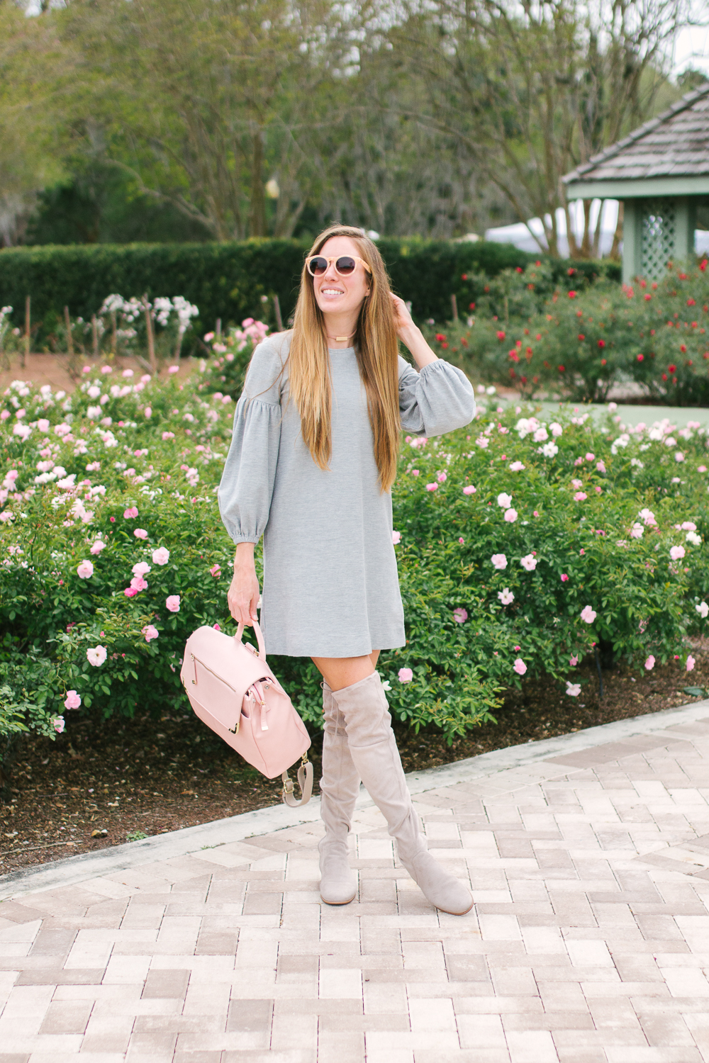 10 Simple Dresses to Wear with Boots, Cold Weather Outfit Inspiration, Over the Knee Boot  | Sunshine Style