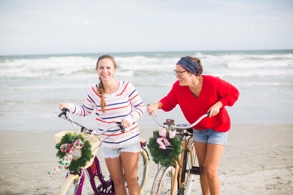 Striped and Solid Sweaters for the Winter | Beach Bike Ride | Sweaters to Wear During the Holidays | Christmas in Florida | Christmas Bike Ride