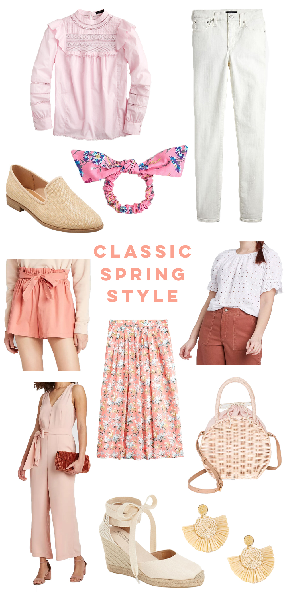 Classic Spring Wardrobe Essentials / Classic Spring Finds / Classic Wardrobe / Classic Essentials / Spring Style Essentials / White Denim / Blouse / Floral Skirts - Sunshine Style, Florida Based Fashion Blog 