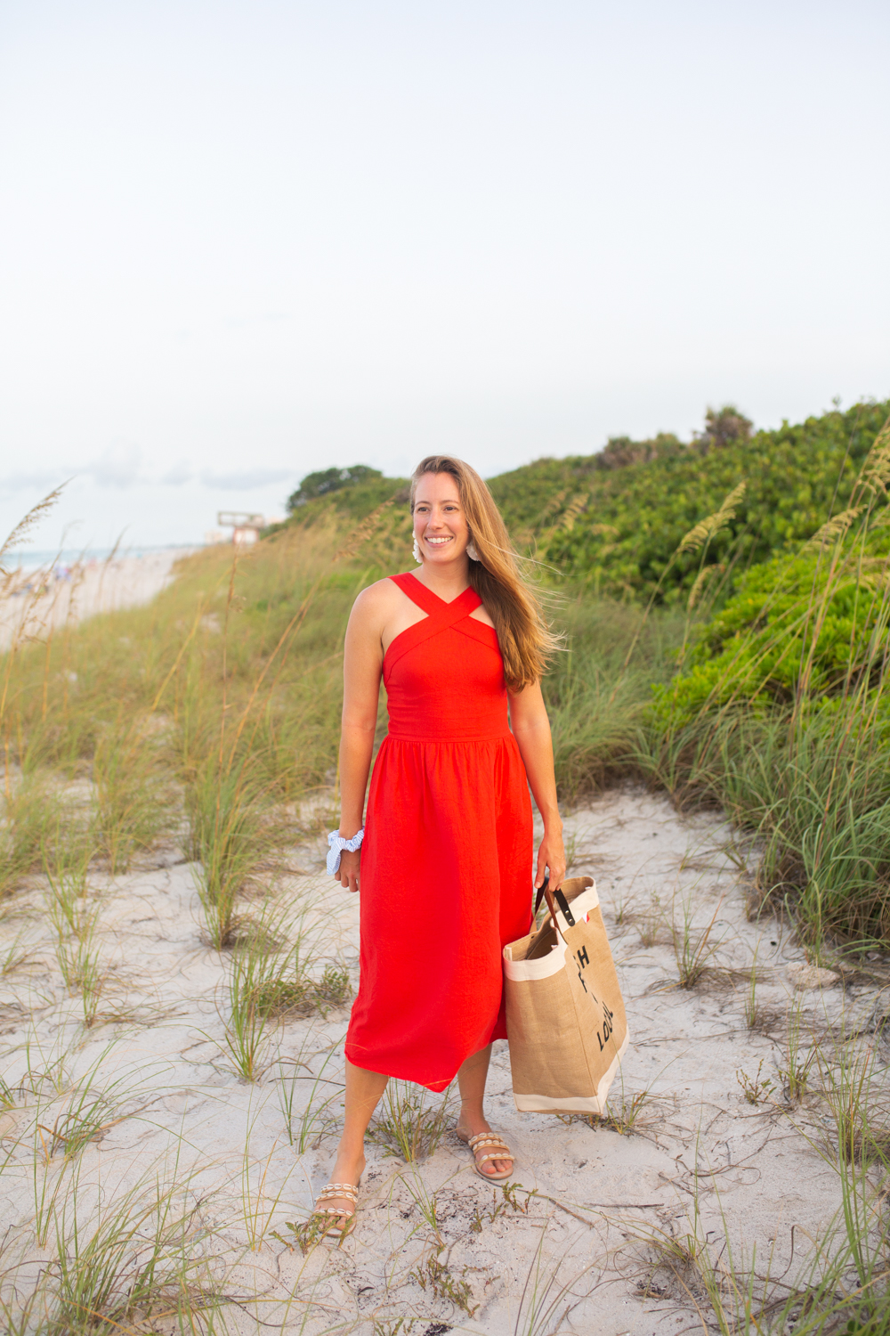 How to Style a Midi Dress for Summer / Warm Weather Outfits / Chic Summer Outfits / Nautical Style Women / Casual Summer Outfit / French Women Style / Midi Dress summer beach resort style - Sunshine Style, A Florida Based Fashion and Lifestyle Blog