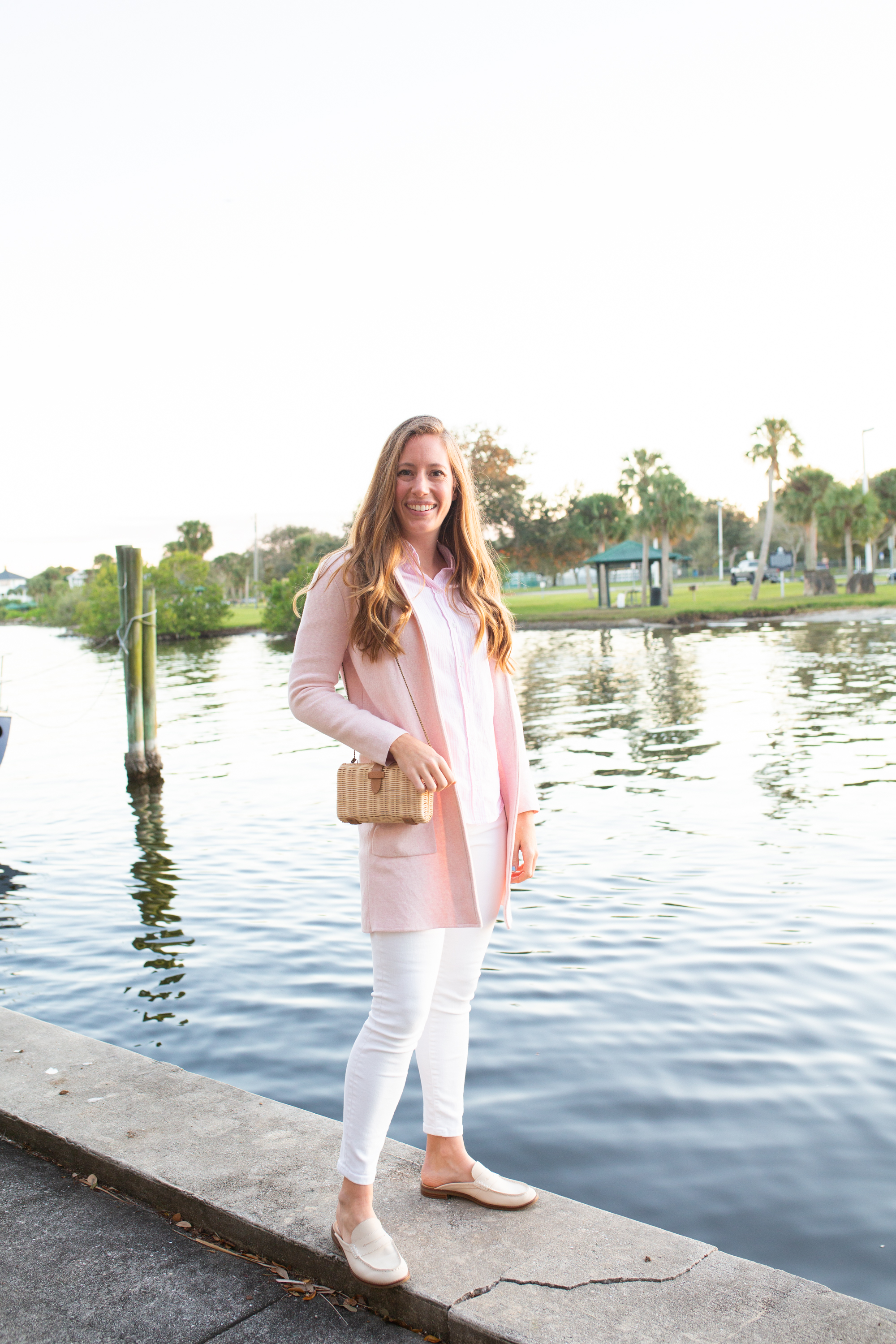 How to Style a Sweater Blazer / White Jeans / Mules / Classic Outfit Inspiration / Winter Outfit Idea / T-Shirt with Blazer Outfit - Sunshine Style, A Florida Based Fashion and LIfeStyle Blog by Katie 