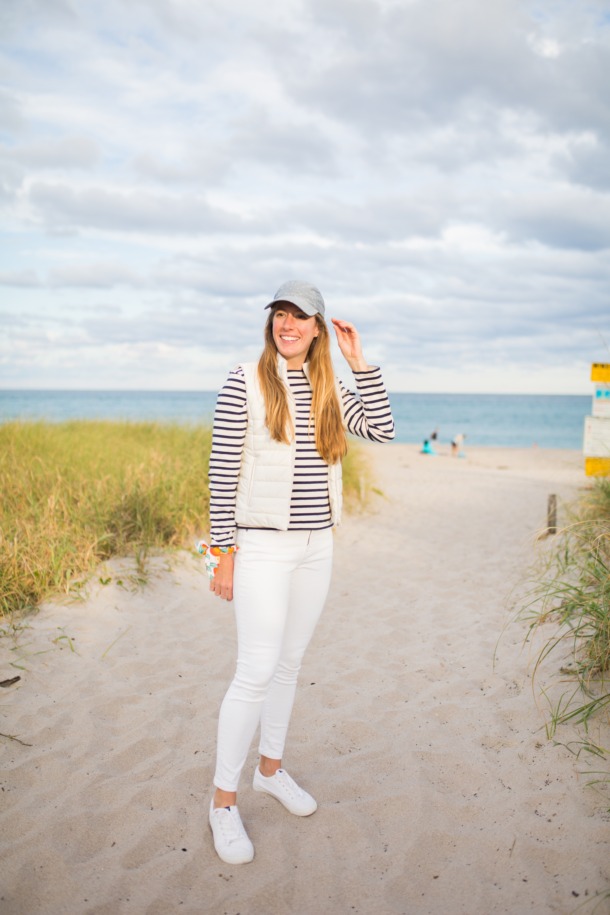 3 Ways to Wear a Long Sleeve Striped Shirt / Causal Winter Outfit / Beach Outfit / White Jeans / Palm Beach, Florida / Striped Top / Sunshine Style - A Florida Fashion Blog by Katie