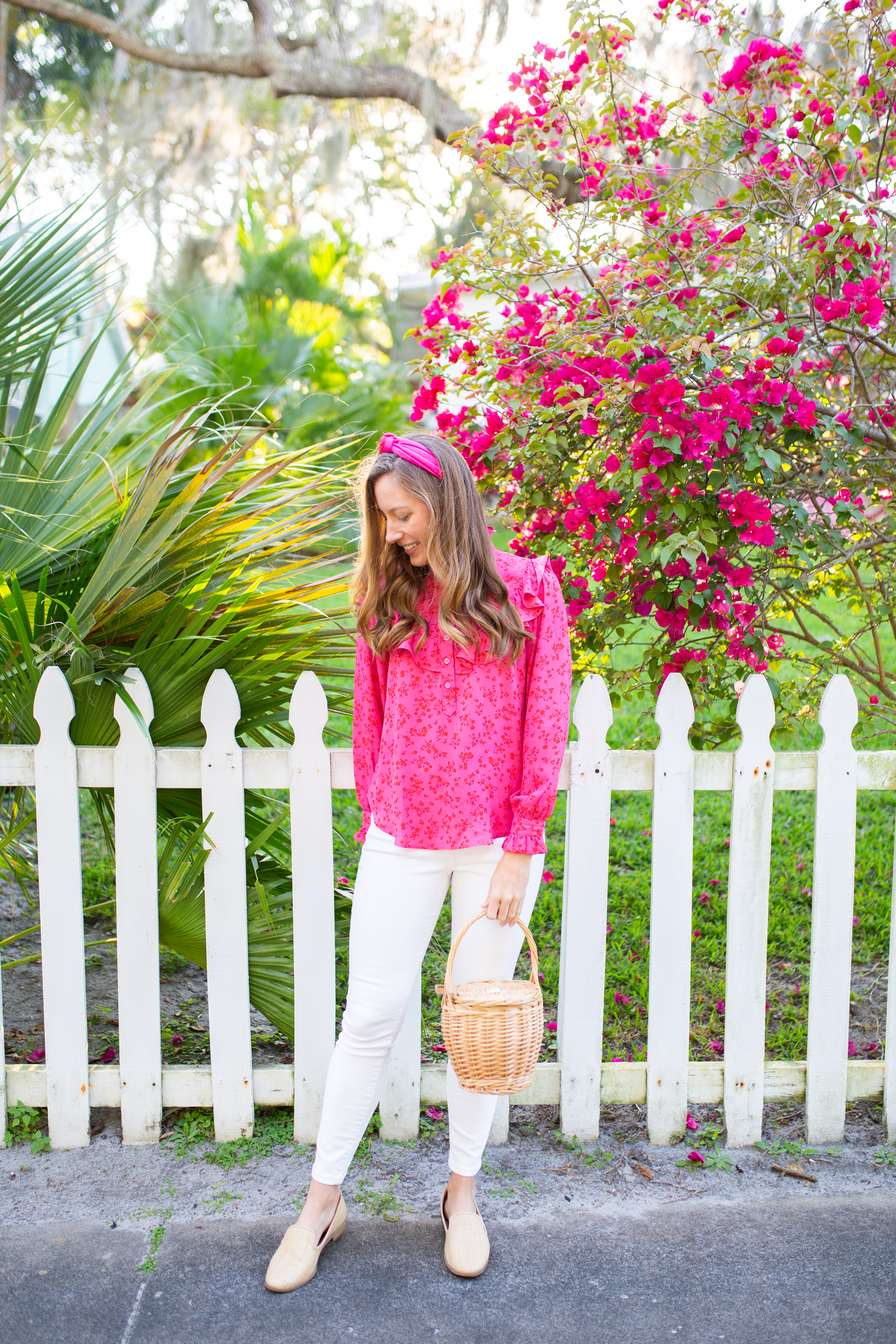 Floral Tops for Spring / Spring Tops for Women / Ruffle Top / Long Sleeve Blouse / White Jeans / Spring Outfit Inspiration / Floral Tops and Jeans / Floral Tops Outfit - Sunshine Style, A Florida Fashion blog by Katie